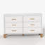 Commode 6 tiroirs, commode de rangement moderne avec poignées en métal et pieds en bois massif-2030036224