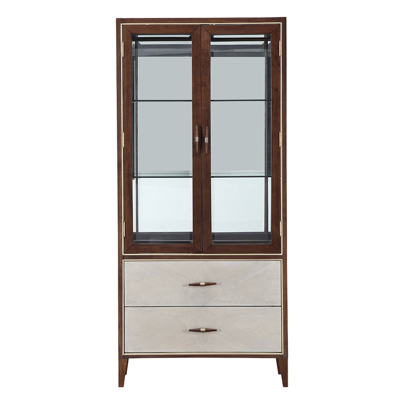 Houston 79" Tall Display Cabinet with LED Lights - Walnut