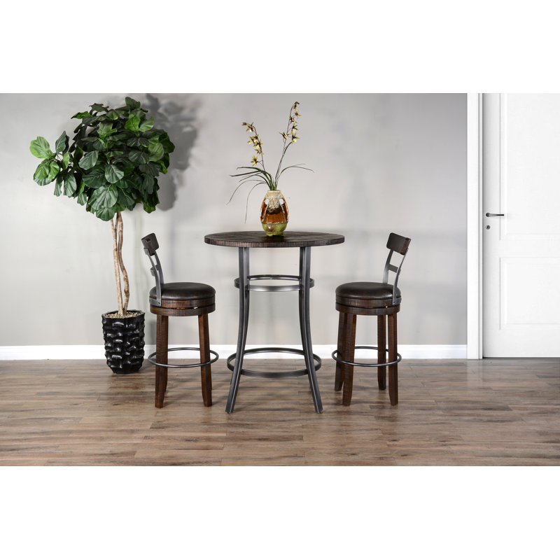 Sunny Designs Metal Frame Pub Set, 3 Pieces: Table, 2 Chairs