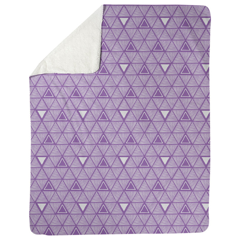 Couverture polairee triangles à la main, l 50 po x L 60 po, Violet / Blanc