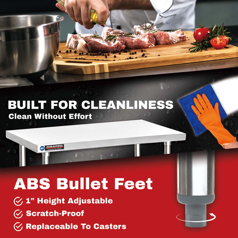 30 x 12 Inch Stainless Steel Food Prep Table with Adjustable Shelf
