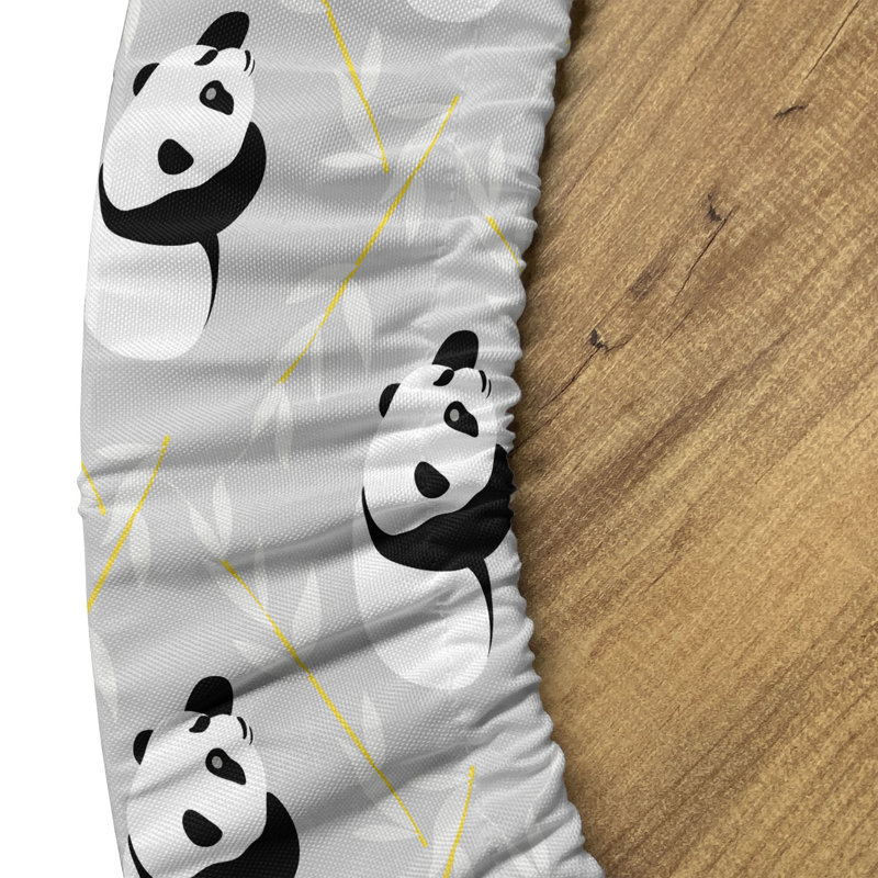 Ebern Designs Panda Fitted Round Tablecloth Grey Multicolor 107574