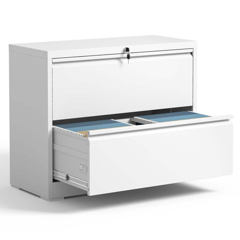 Classeur latéral verrouillable en métal 35,43 po à 2 tiroirs - Rangement de bureau à domicile robuste pour format A4 / lettre / légal / F4