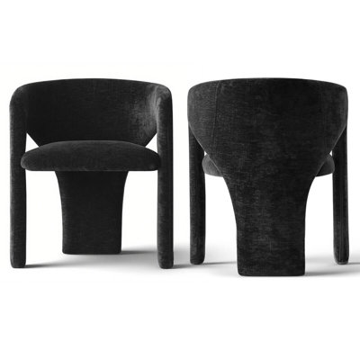 Ensemble de 2 chaises de salle à manger rembourrées modernes avec dossier incurvé et base unique