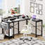 Bureau d'ordinateur en L avec prise de courant et lumière DEL, bureau d'ordinateur moderne réversible, bureau d'angle avec port de chargement USB et sac de rangement (saule blanc)-361783795