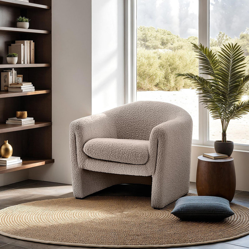 Chaise d'appoint contemporaine l 33,4 po, champignon, Gris