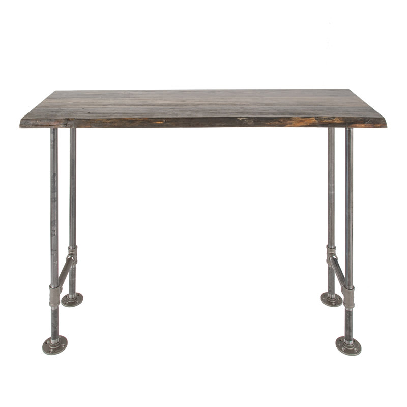 48" Console Table With Industrial Steel Pipe Legs, Trail Brown
