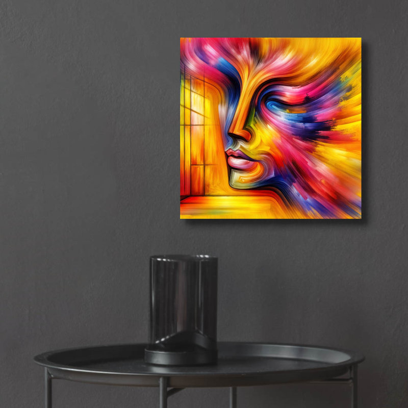  «Face Abstract 1» par Rey Klimt, art mural en verre acrylique, H 12 po x l 12 po x P 0,13 po