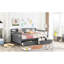 Lit de jour pleine grandeur gris avec deux tiroirs, bois massif artisanal pour un attrait intemporel - Tiroirs de détente pour la maison-2052666113
