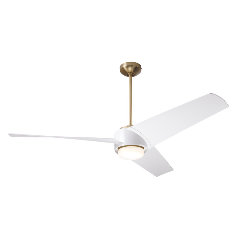 Ambit 56'' Ceiling Fan with LED Lights, Matte White, Satin Brass/Matte White, Handheld Remote Control