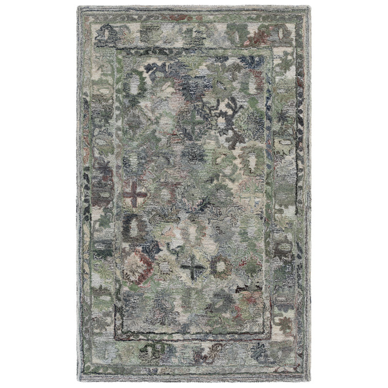 Antkeo 126 Area Rug In Green / Beige, Rectangle 5' x 8'