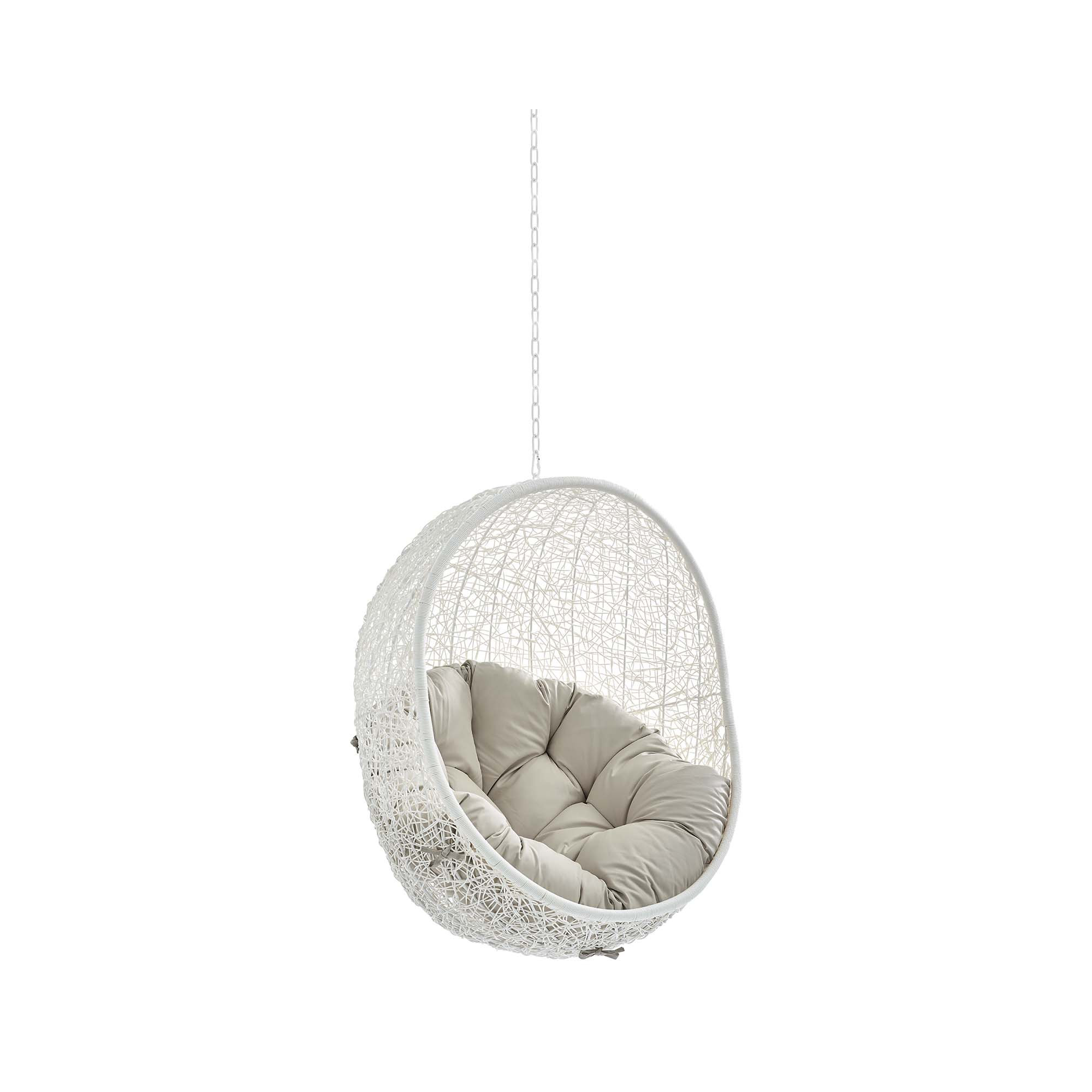 Modway Hide Sunbrella Fabric Swing Outdoor Patio Lounge Chair without Stand, White/Beige