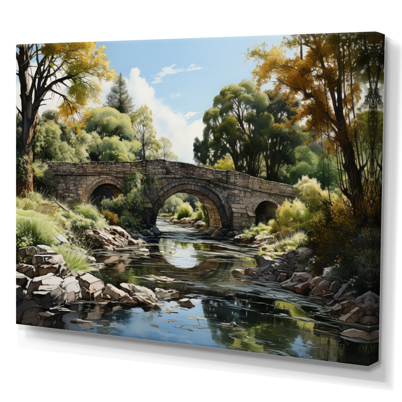 Bashayer Green Bridge Serene Arch II sur impression sur toile, 34" H x 44" W, Toile tendue