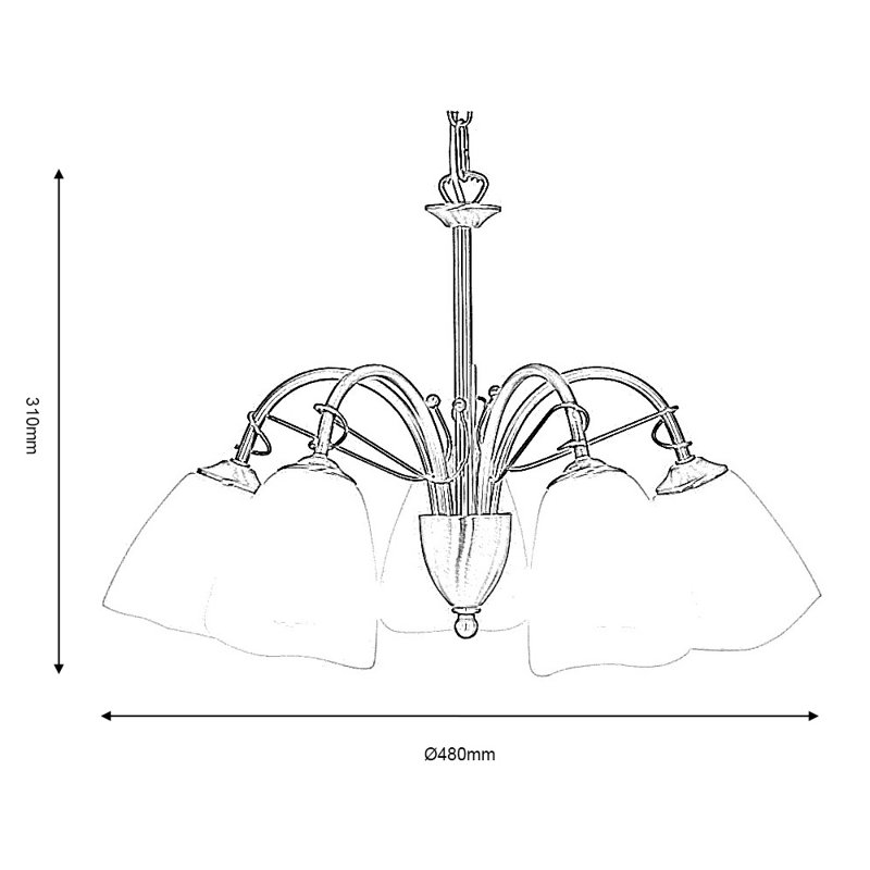 Alaina 5 - Light Shaded Chandelier, Chrome