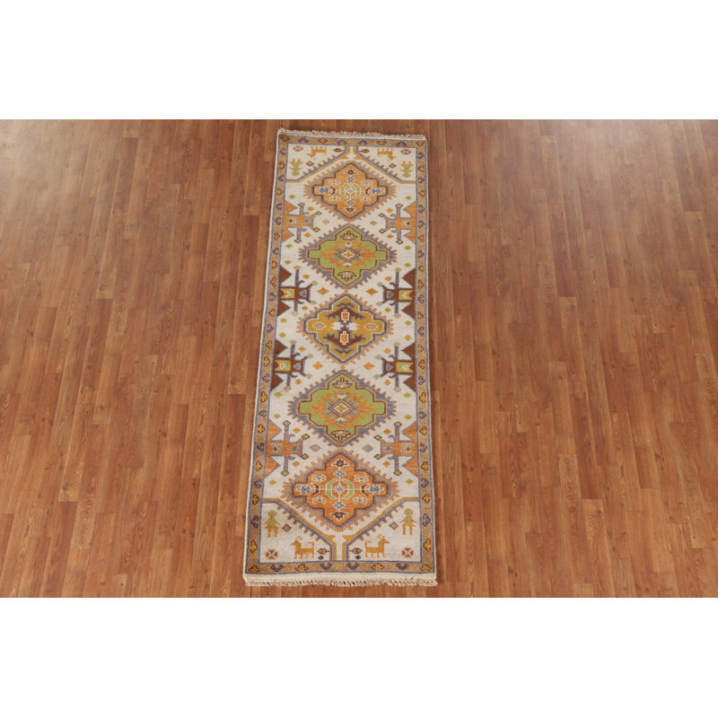Tapis de couloir indien à motif géométrique 3x8