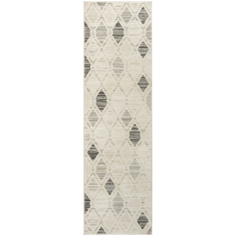 Ebern Designs Hornsey Beige Grey Modern Indoor Rug, Runner 2'2" x 7'6"
