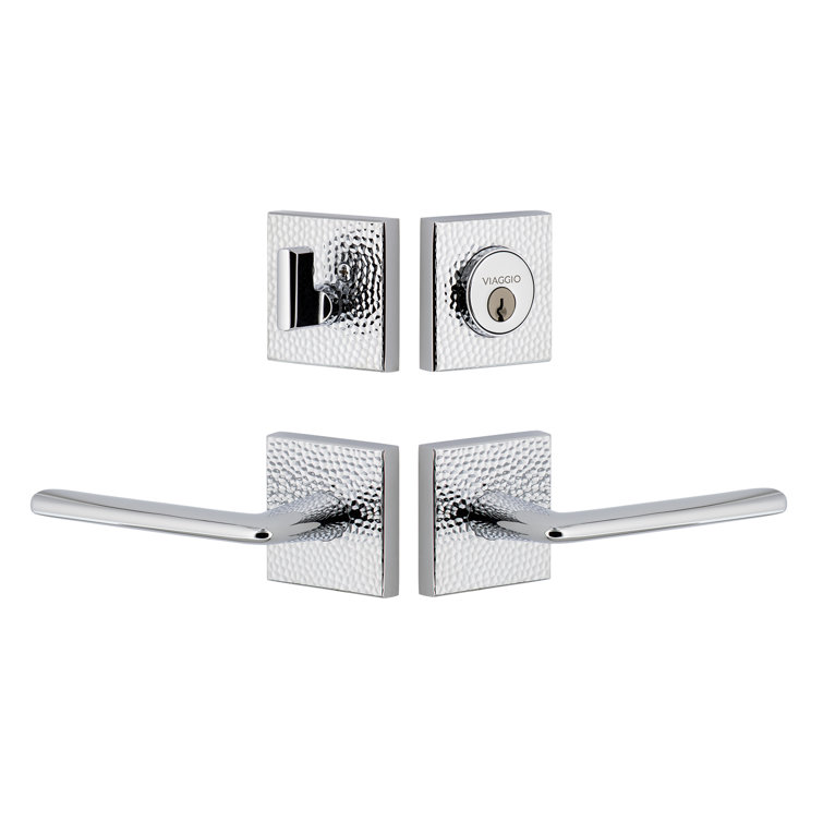 Viaggio Quadrato Hammered Texture Rosette Complete Entry Set with Brezza Lever