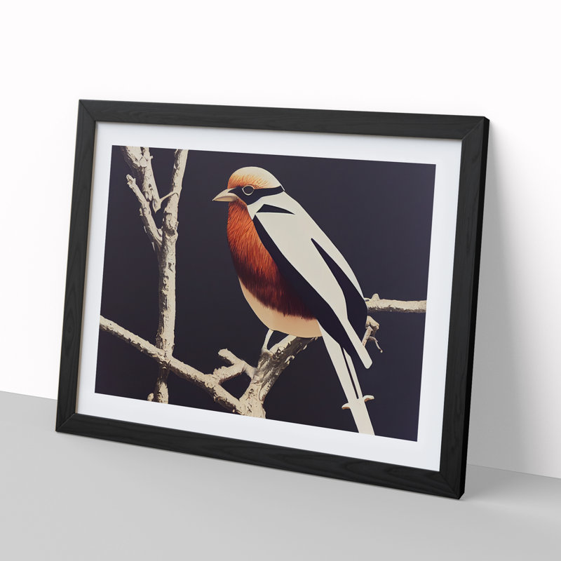Incomprehensible Bird - Single Picture Frame Print, Black, 46cm H x 64cm W x 2cm D