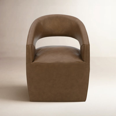 Barrow Rolling Dining Chair Tan Leather