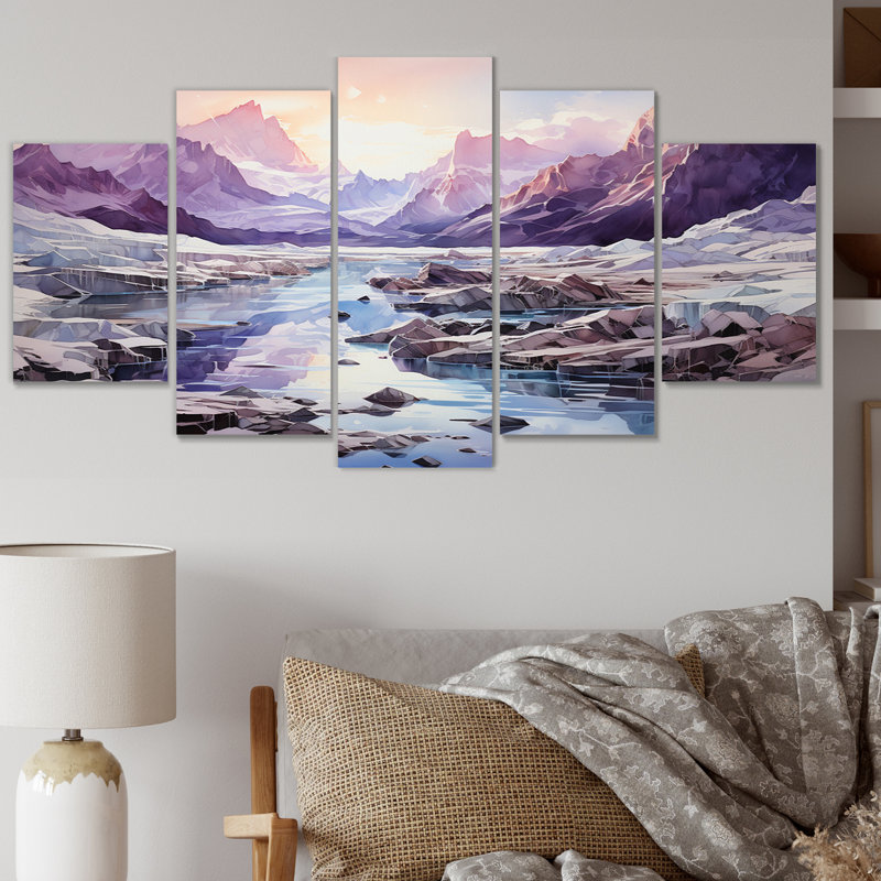 Mauve glacier Glacial Glow - impression d'art mural paysages - 5 panneaux