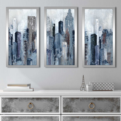 «City Mood» par Carol Robinson - peinture sur cadre 3 pièces