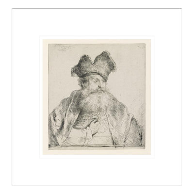 Vieil homme avec une casquette en fourrure divisée par Rembrandt van Rijn - Impression giclée encadrée