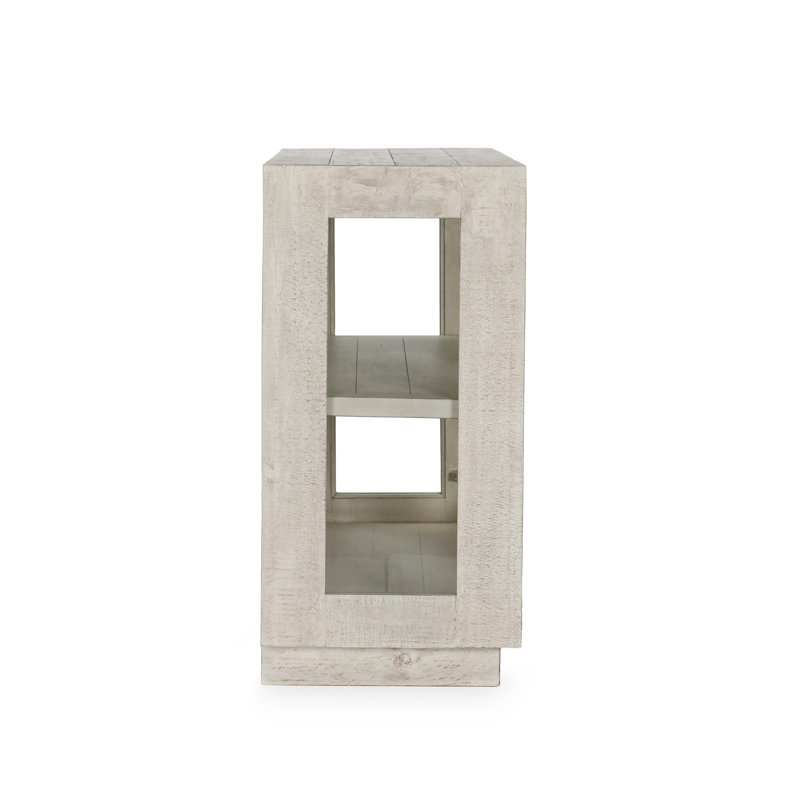 Daniella Solid Wood Accent Cabinet, White, Brass