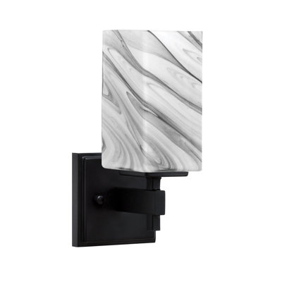 Corbin Wall Sconce, With 3.5" Square Onyx Swirl Glass