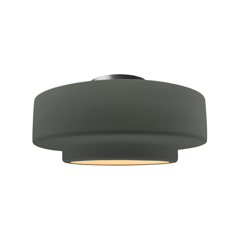 Plafonnier semi-encastré Radiance, H 7,25 po x l 14,5 po x P 14,5 po, Étain, vert, Nickel brossé