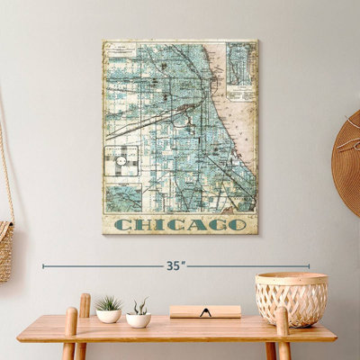 Carte rétro de la ville de Chicago sur impression sur toile