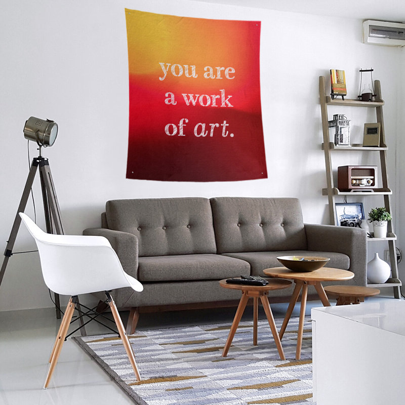 Tapisserie de travail en polyester d’art sur les citations, H 80 po x l 68 po, Coucher de soleil