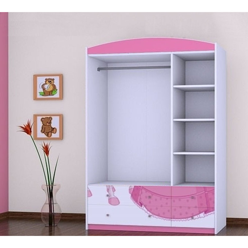 Javonte 3 Door Wardrobe, Pink