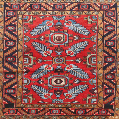 Tapis rouge/bleu traditionnel Reitman