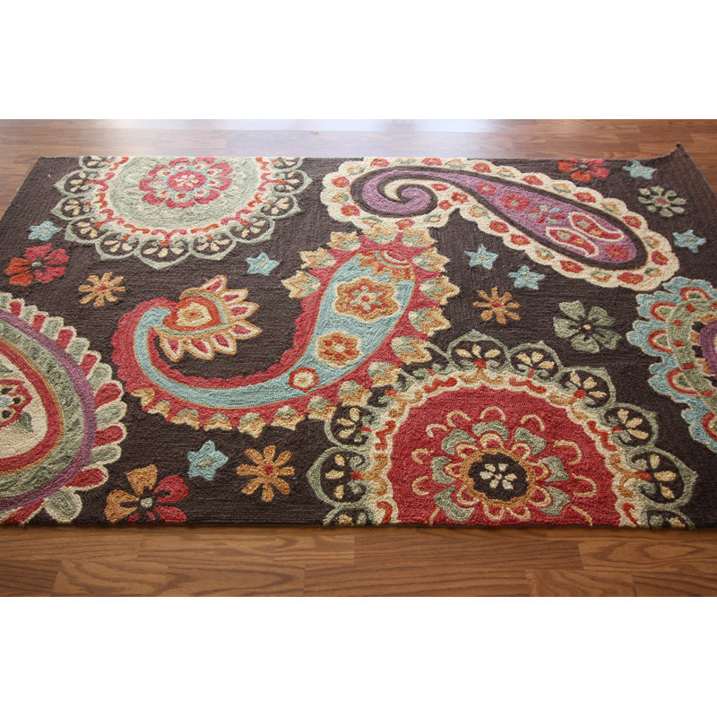 Tapis brun à motif cachemire Falynne, 5 pi x 8 pi