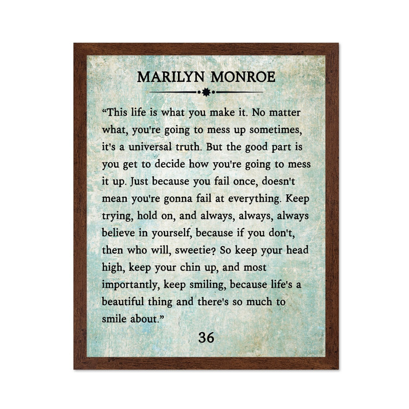 Citation de Marilyn, 11"H x 14"W, Poster, Brown Framed