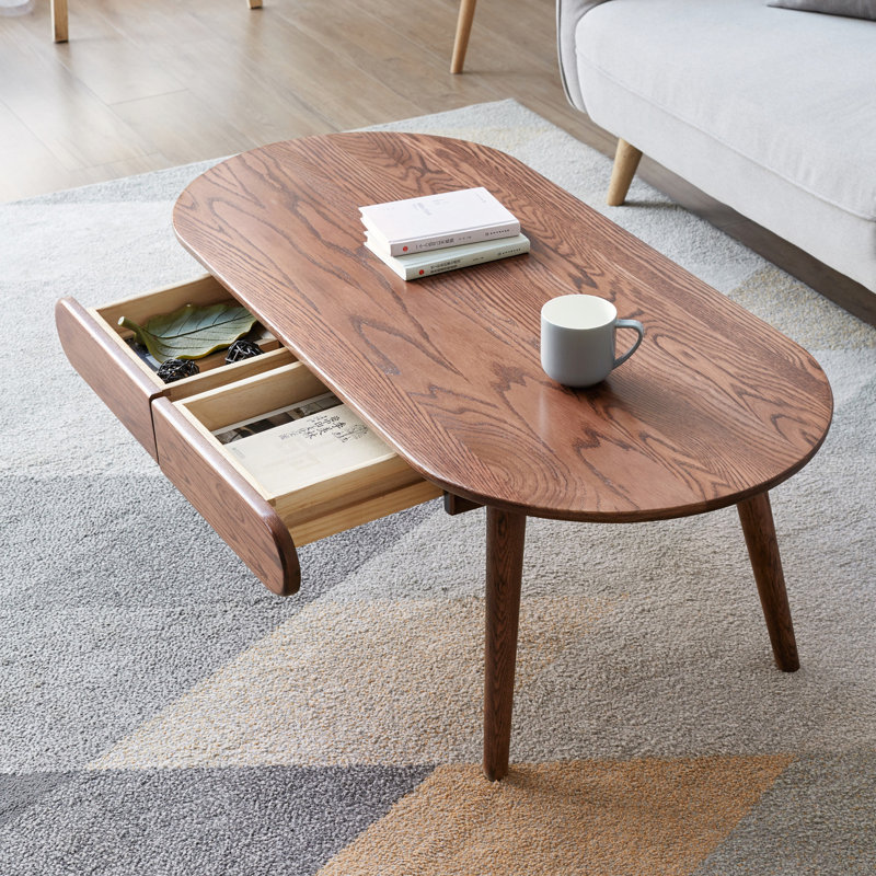 Console 100% chêne de qualité - construction stable, rangement pour tiroirs, table basse ovale en bois massif multi-usages avec tiroirs en chêne, et assemblage facile