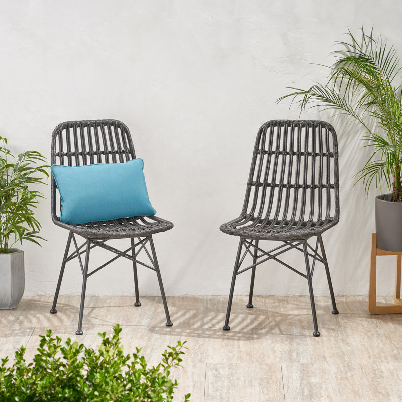 ensemble de 2 chaises de patio sans accoudoirs avec dossier à lattes