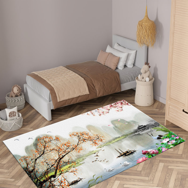Soft Non-Woven Printed Rug Displaying an Intricate Geometric Pattern Ideal for Adding a Stylish Touch to Any Home Decor