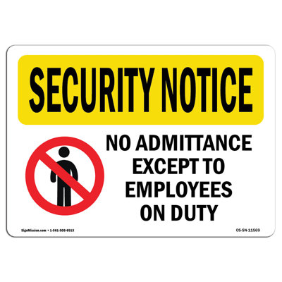 Panneau en aluminium 12 x 18 No Admittance sauf les employés