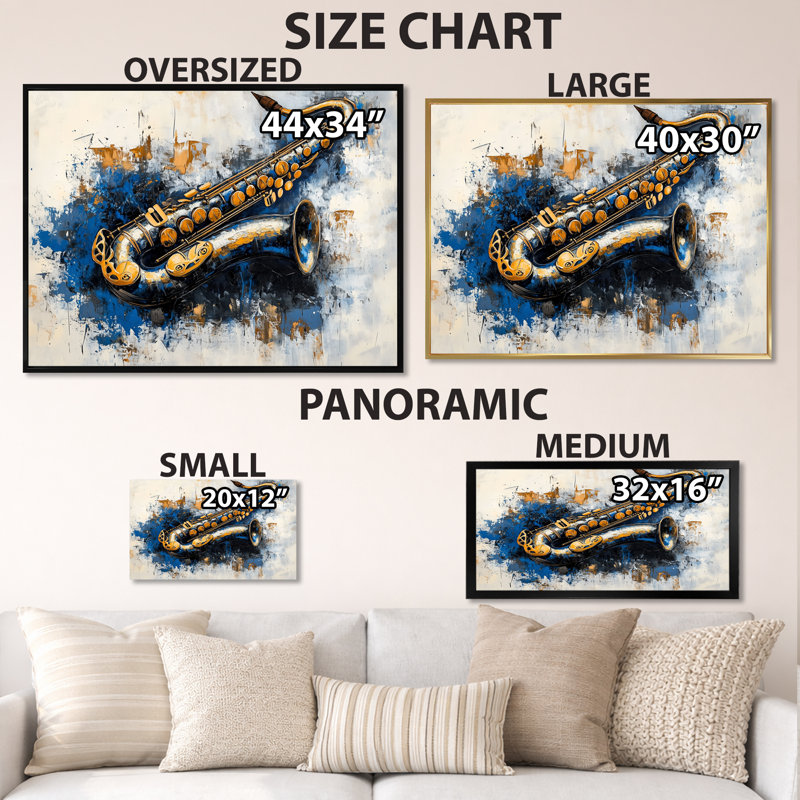Solo de cuivres de minuit - Impression sur toile pour saxophone, H 12 po x l 20 po, Toile tendue