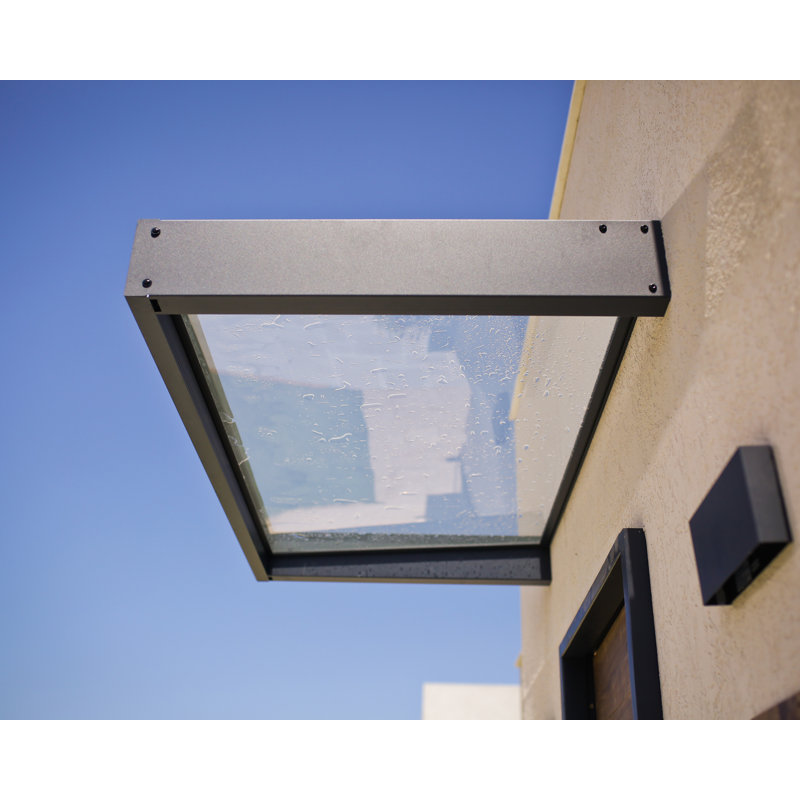 Palram - Canopia Sophia 5' W x 3' 1" D Acrylic Galvanized Steel Stationary Door and Window Awning Gray/Clear