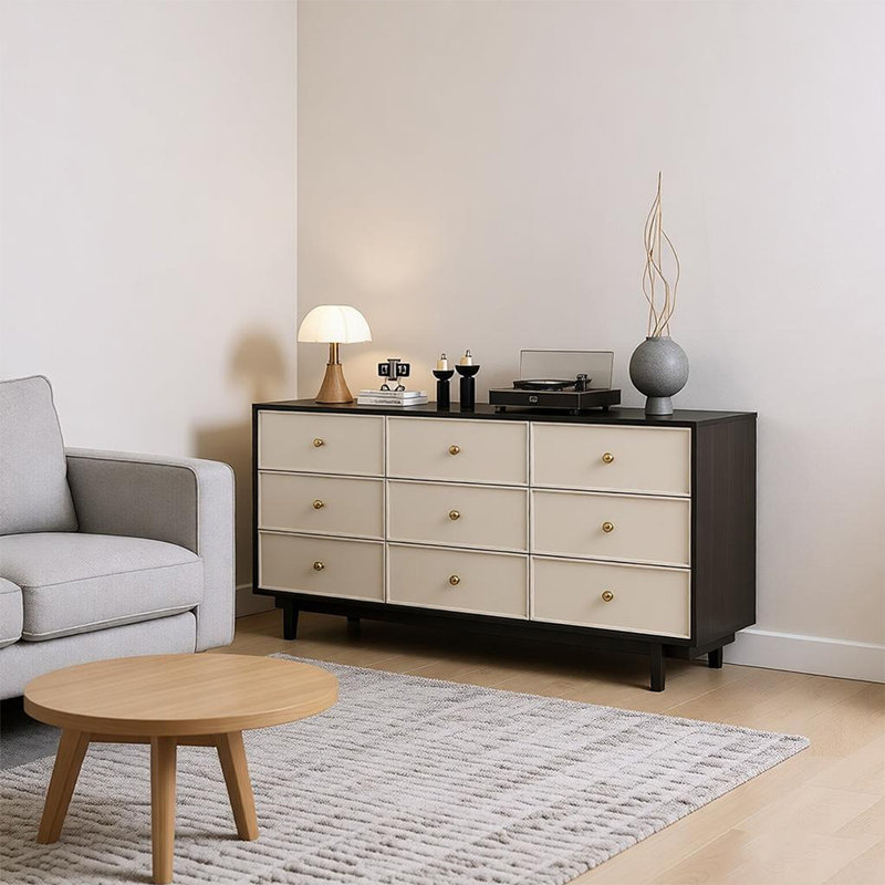 Commode minimaliste de style italien, 33.46" H x 55.11" W x 15.75" D
