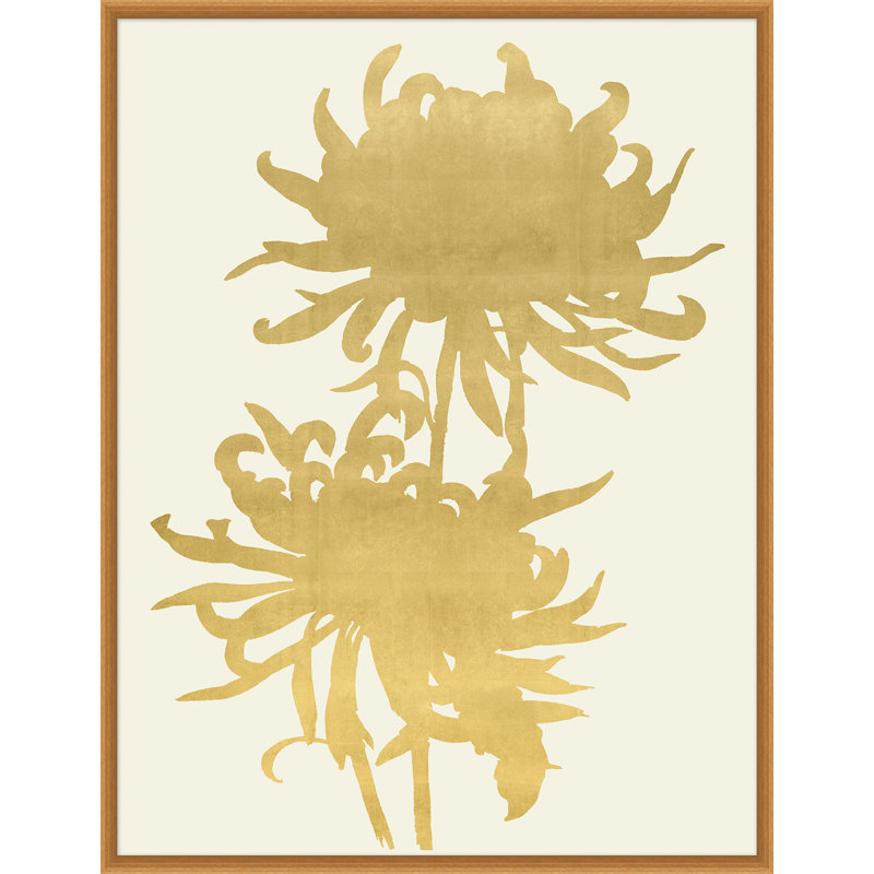 Gold Leaf Wood Cut 2' Framed Graphic Art Print on Glass