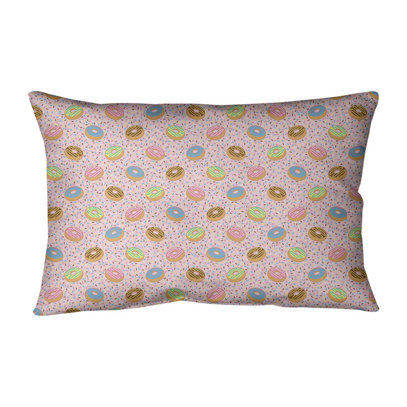 Donuts Rectangular Suede Pillow Cover & Insert, Pink, Poly Fill