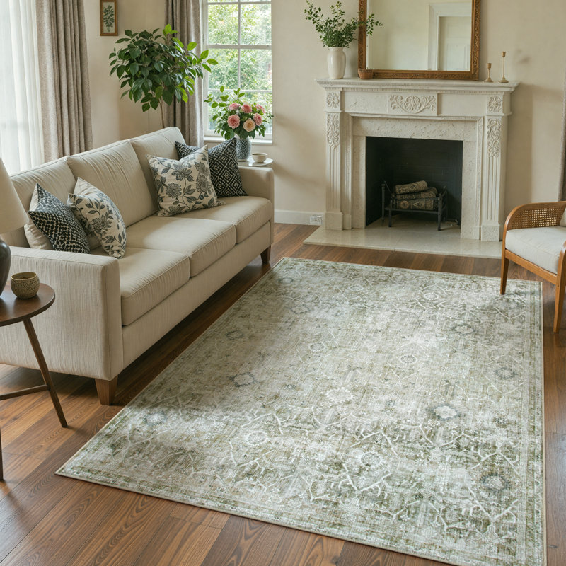 Tapis lavable rétro Tribal Cashmere, Rectangle 5 pi x 7 pi