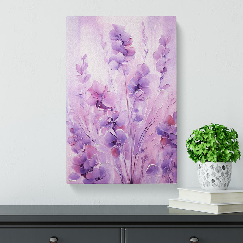 Lavender Flower Abstract Art No.3 - Wrapped Canvas, 60cm H x 40cm W x 3cm D