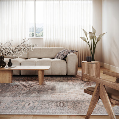  Sereia Medallion Traditional Washable Area Rug