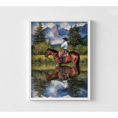 Mukai Wild Western Painting Print, Framed Cowboy Oil Painting Print, Horse Wall Decor, Landscape Wall Art, Farmhouse Wall Art, Framed Wall Art
