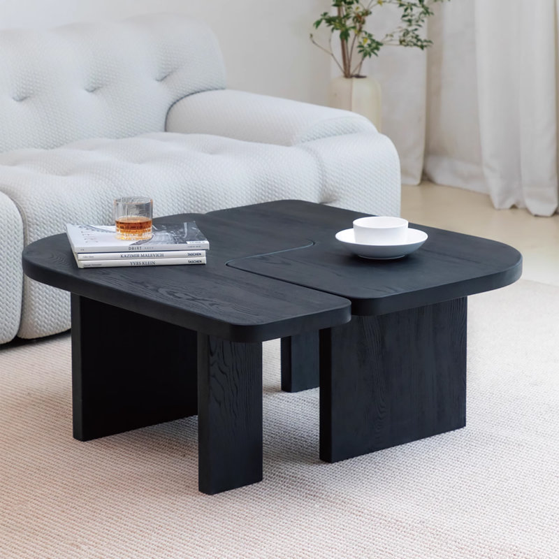 Wooden Modular Small Modern Coffee Table, Black
