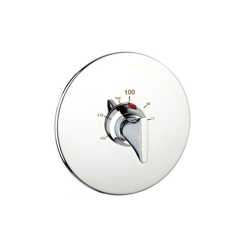 Thermostat rond complet avec soupape, Chrome poli, 0,5 po